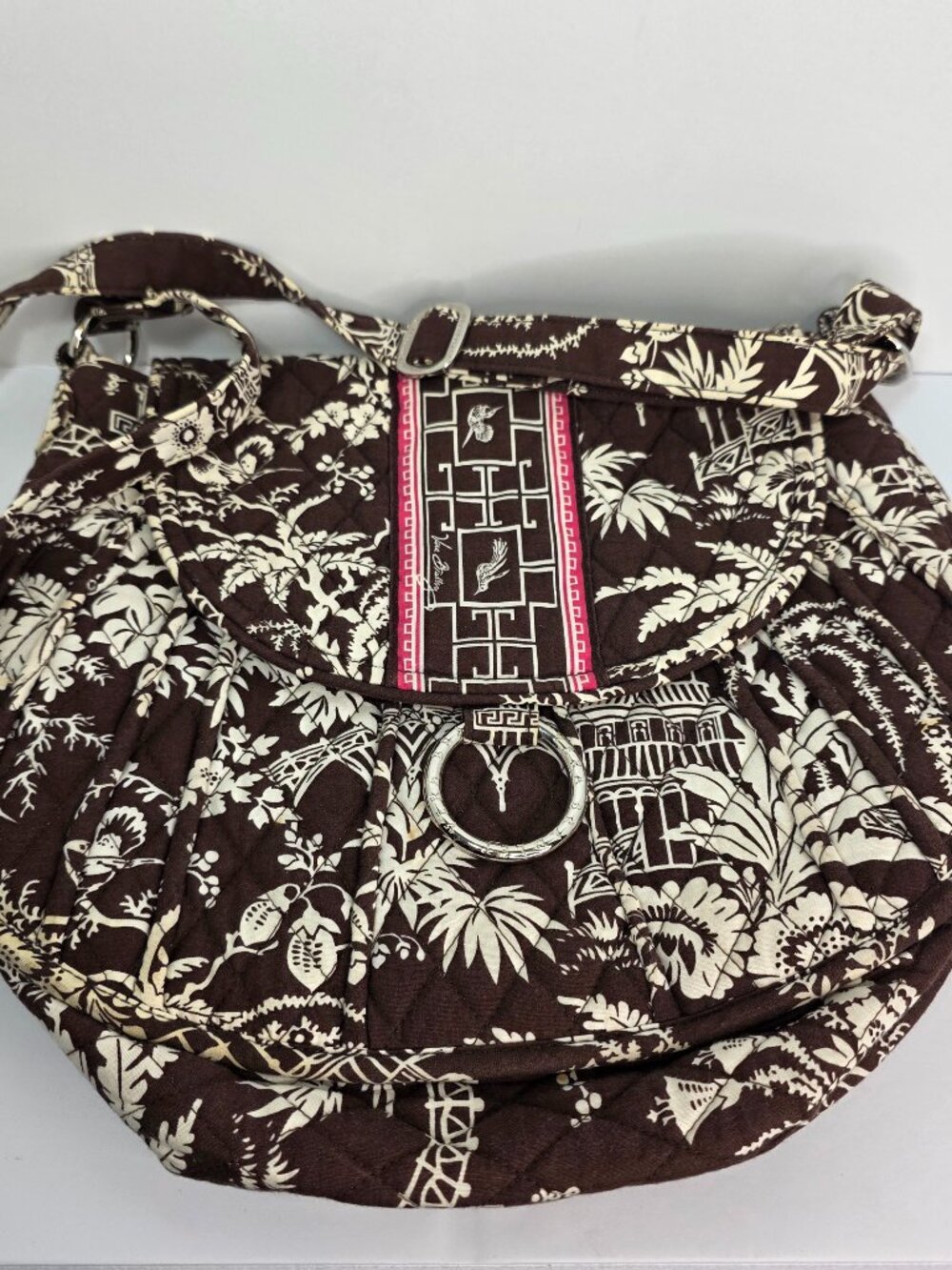 Vera Bradley Imperial Toile Birds Adjustable Strap Saddle Up Shoulder Bag
